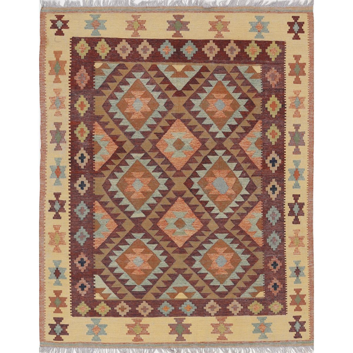 Kafkaas 5x6 Hand Woven Washable Wool Rug - Colorful