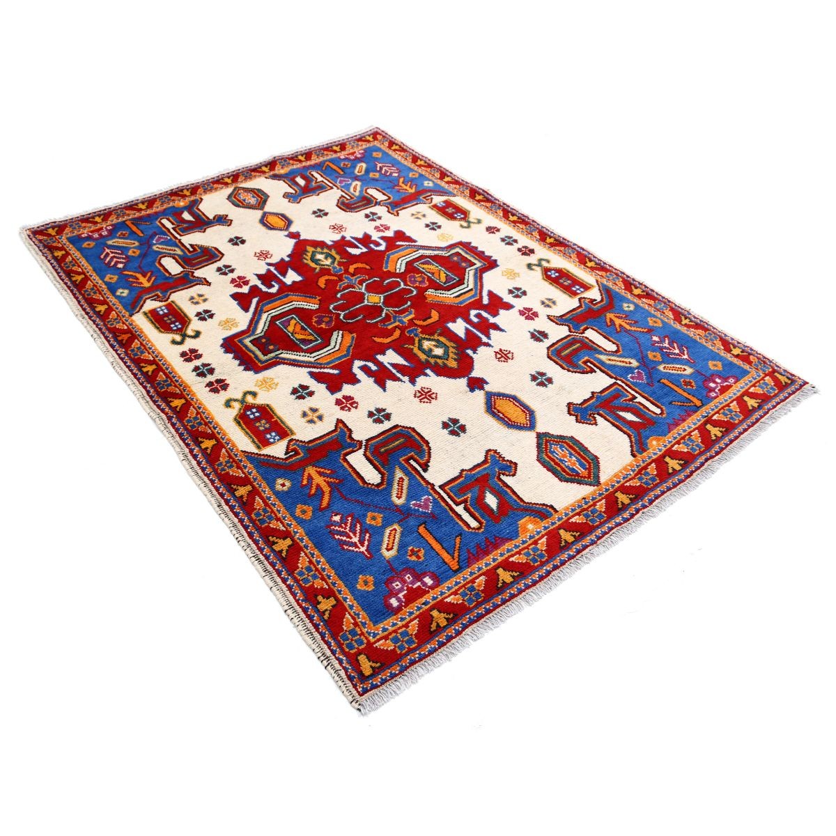 Revival 5x7 Handmade Double Knotted Washable Wool Rug - Colorful