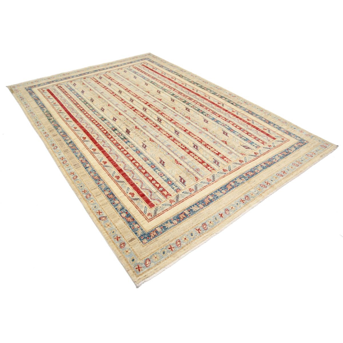 Shaal 7x10 Handmade Double Knotted Washable Wool Rug - Colorful