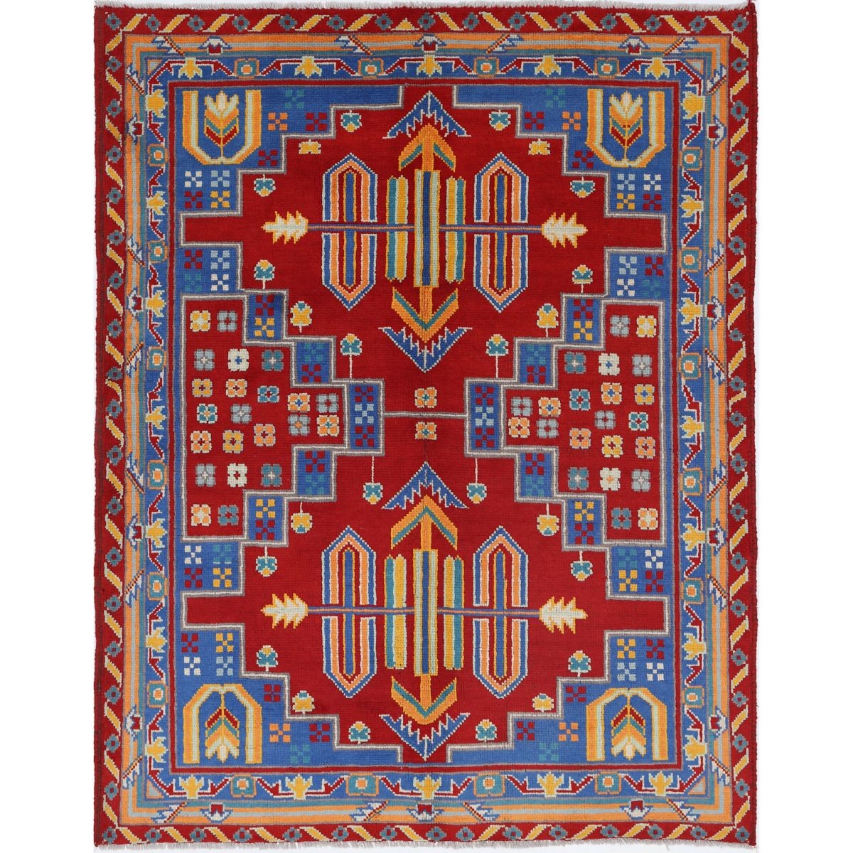 Revival 5x6 Handmade Double Knotted Washable Wool Rug - Colorful