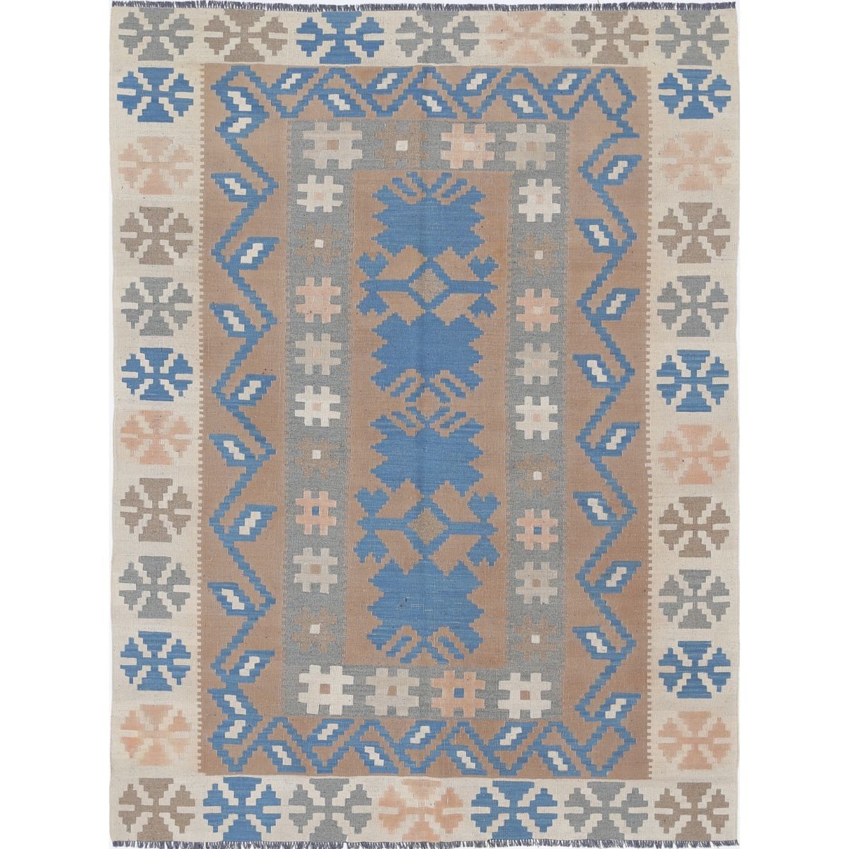 Kafkaas 5x7 Hand Woven Washable Wool Rug - Soft Hues