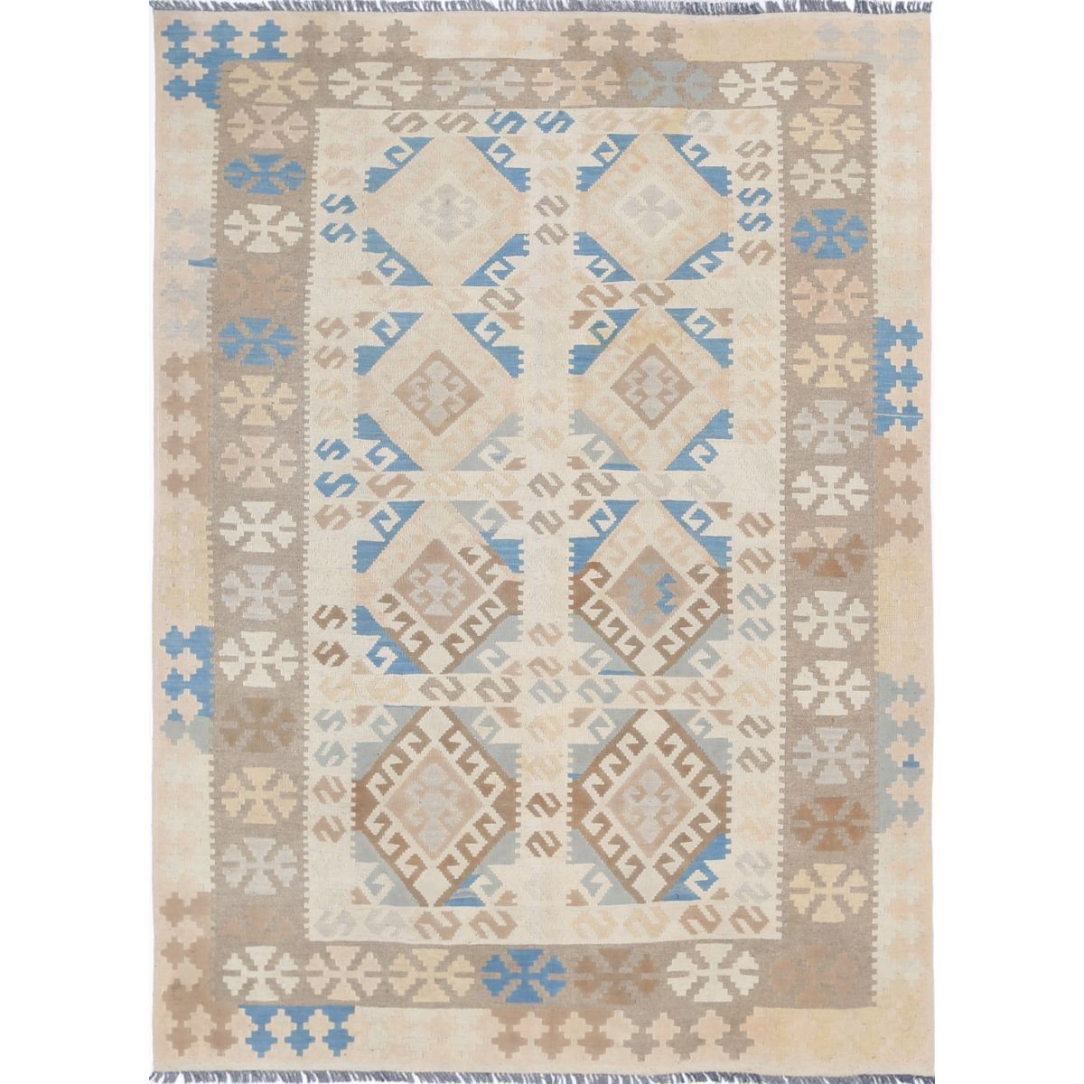 Kafkaas 5x7 Hand Woven Washable Wool Rug - Soft Hues