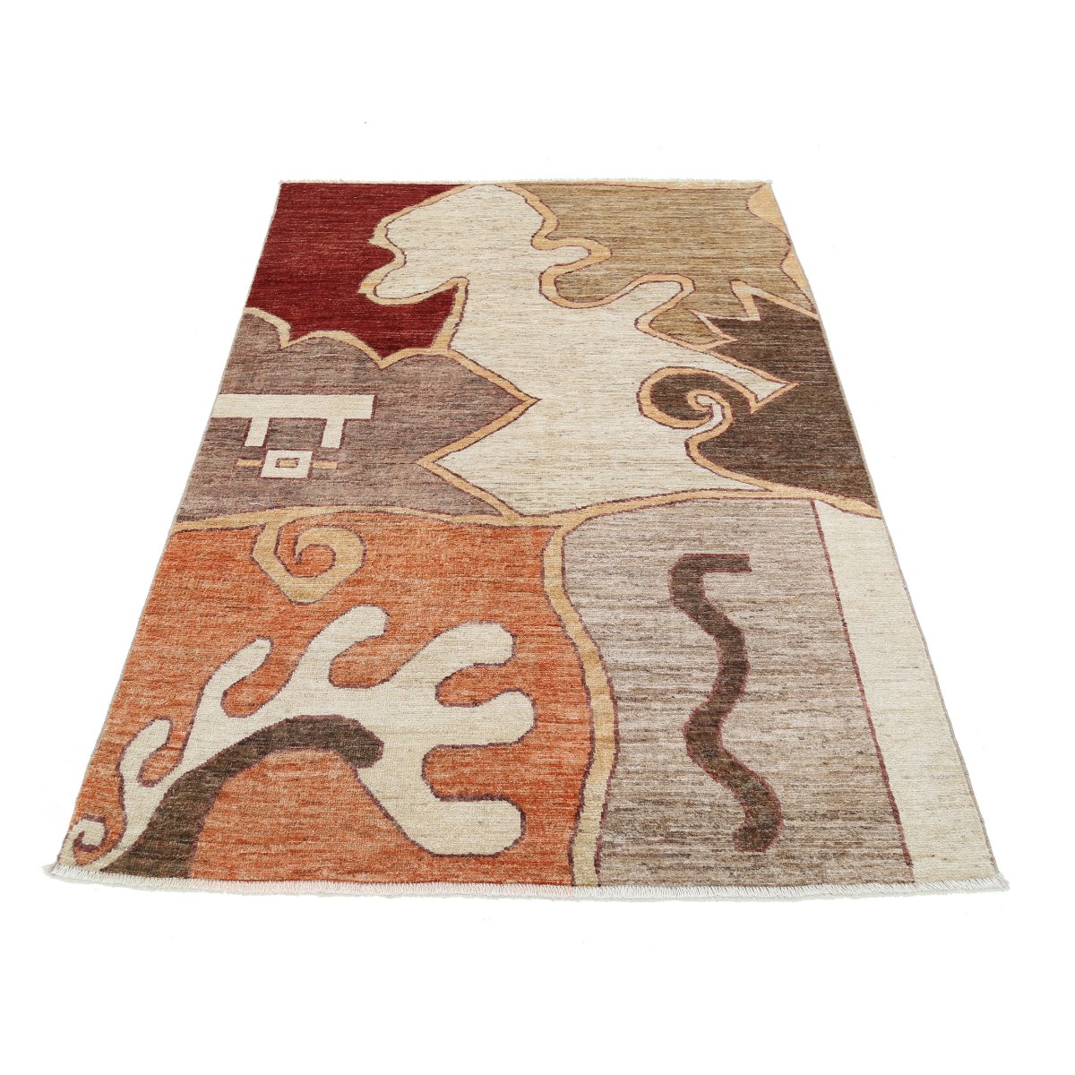Modcar 4x6 Handmade Double Knotted Washable Wool Rug - Colorful