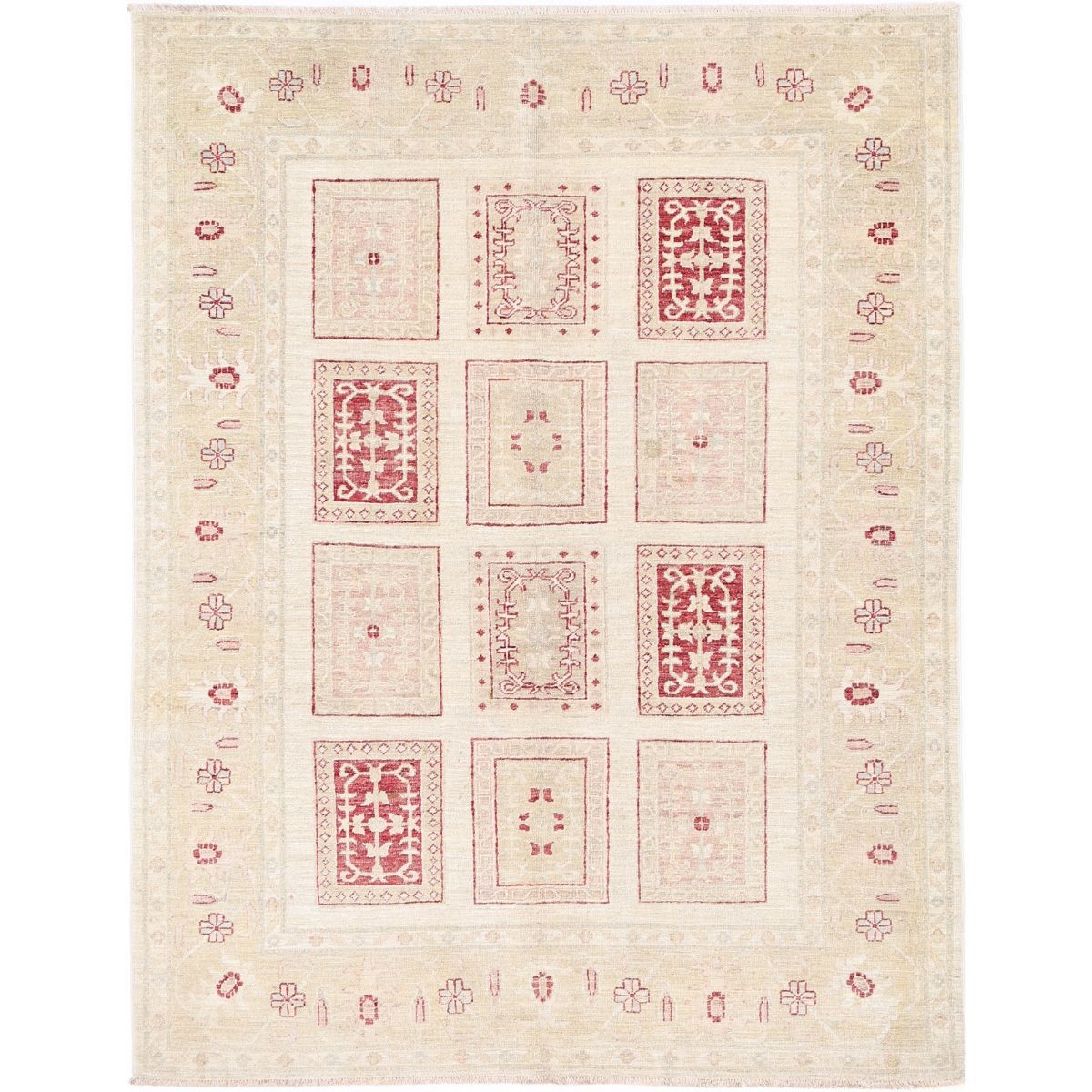 Bakhtiari 5x6 Handmade Double Knotted Washable Wool Rug - Soft Hues