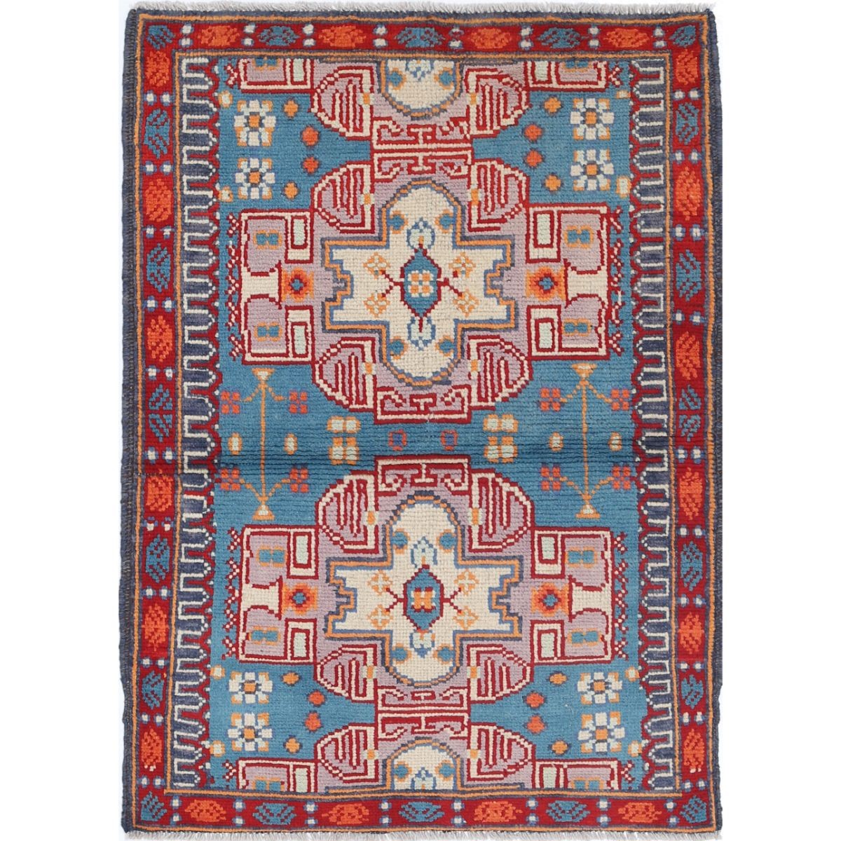 Revival 3x4 Handmade Double Knotted Washable Wool Rug - Colorful