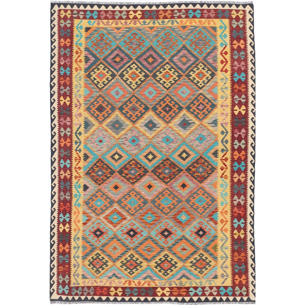 Maimana 6x10 Hand Woven Washable Wool Rug - Colorful