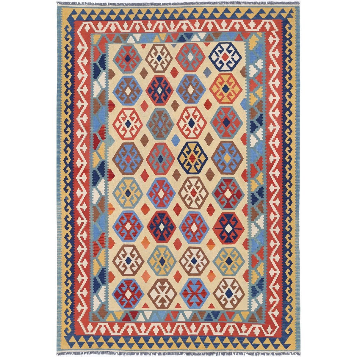 Kafkaas 7x10 Hand Woven Washable Wool Rug - Colorful