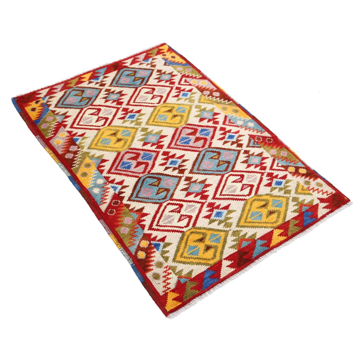 Revival 3x4 Handmade Double Knotted Washable Wool Rug - Colorful