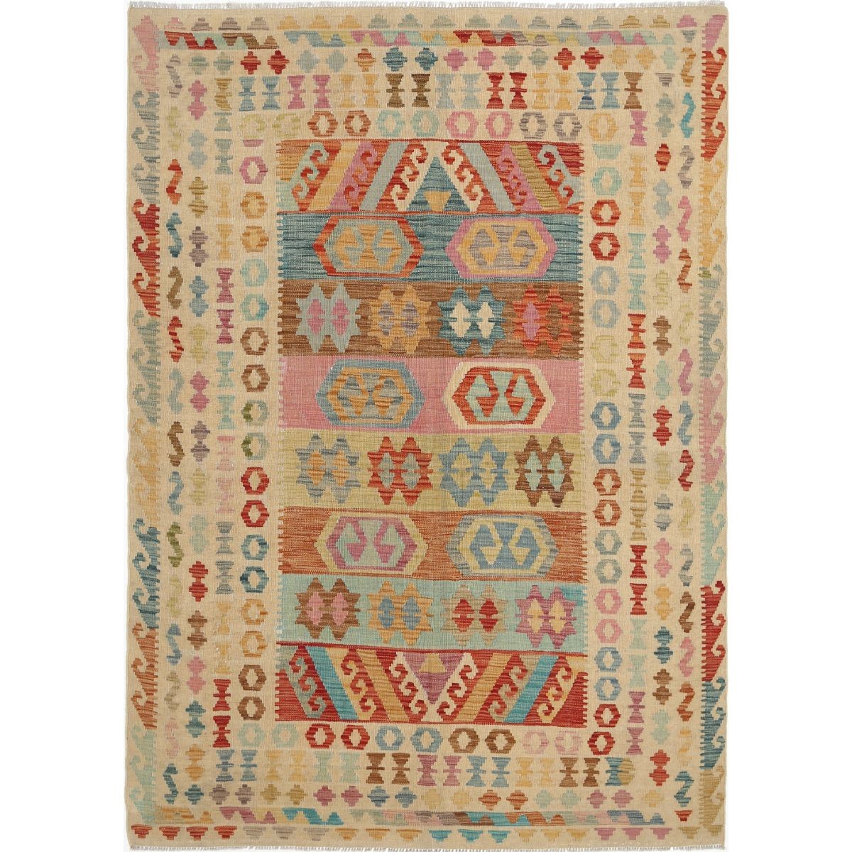 Maimana 6x8 Hand Woven Washable Wool Rug - Colorful