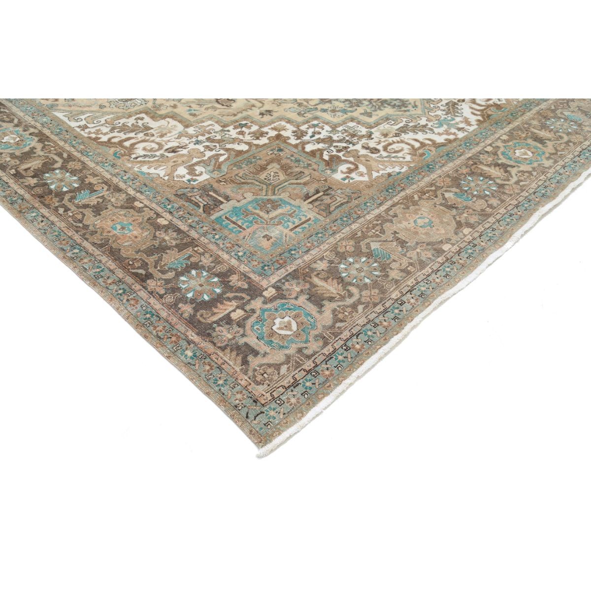 Vintage 13x19 Handmade Double Knotted Washable Wool Rug - Soft Hues