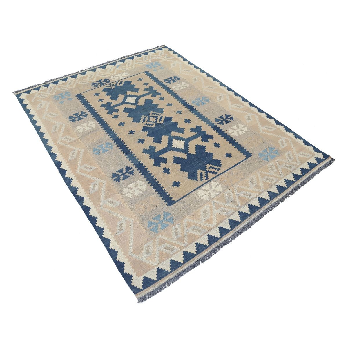 Kafkaas 5x7 Hand Woven Washable Wool Rug - Soft Hues
