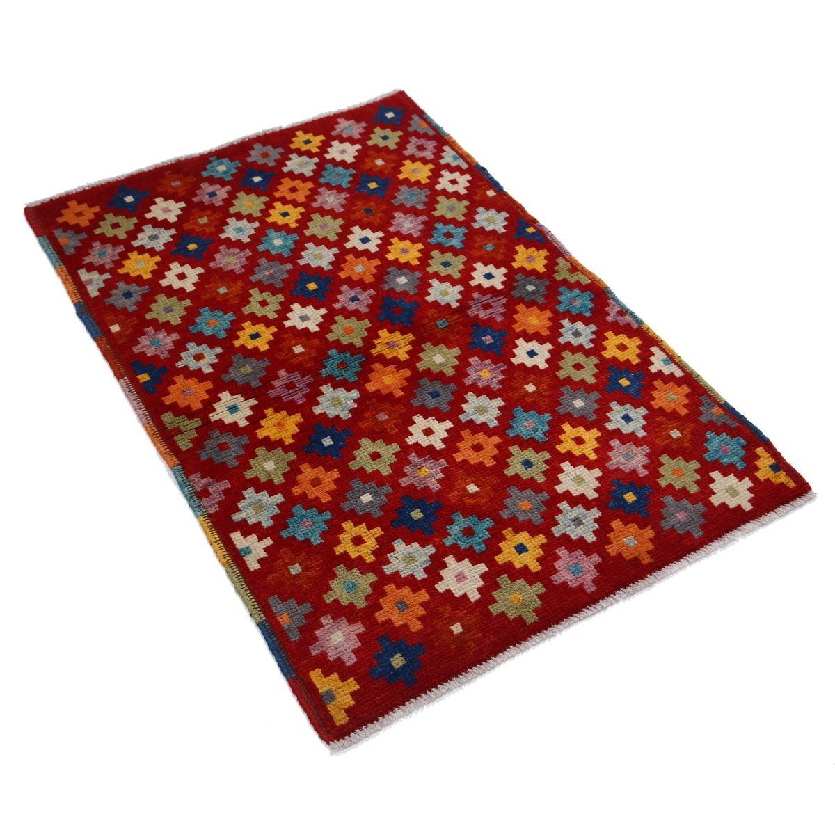 Revival 3x4 Handmade Double Knotted Washable Wool Rug - Colorful
