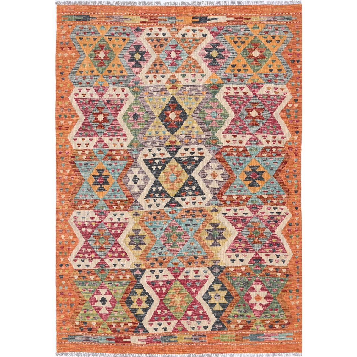 Maimana 5x7 Hand Woven Washable Wool Rug - Colorful