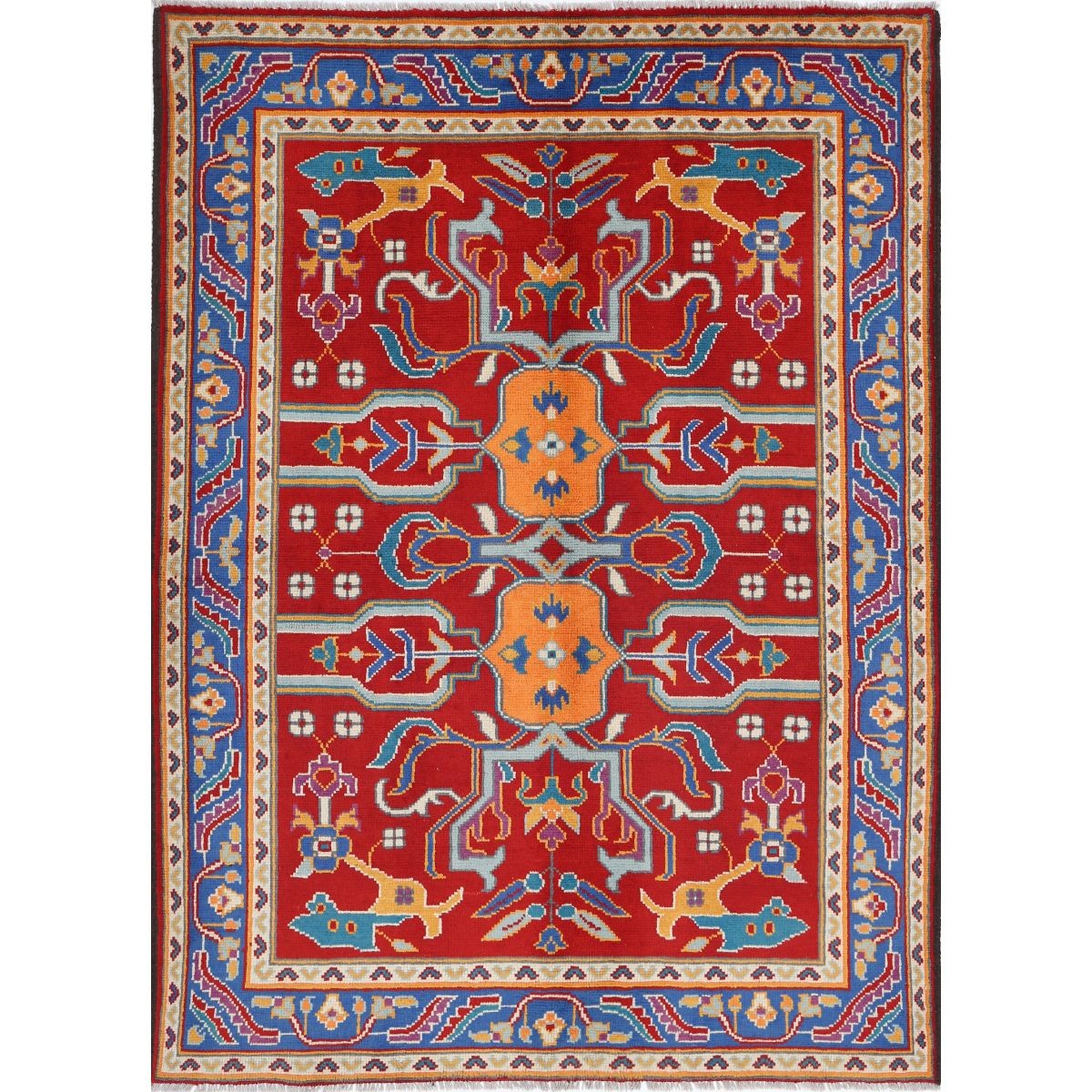 Revival 6x8 Handmade Double Knotted Washable Wool Rug - Colorful