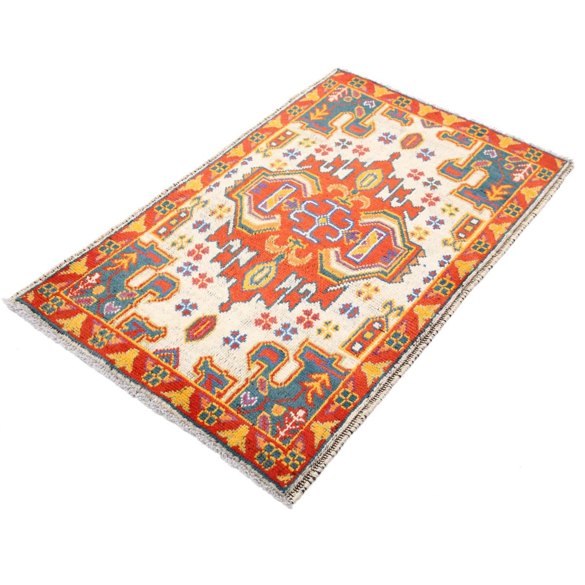 Revival 3x4 Handmade Double Knotted Washable Wool Rug - Colorful
