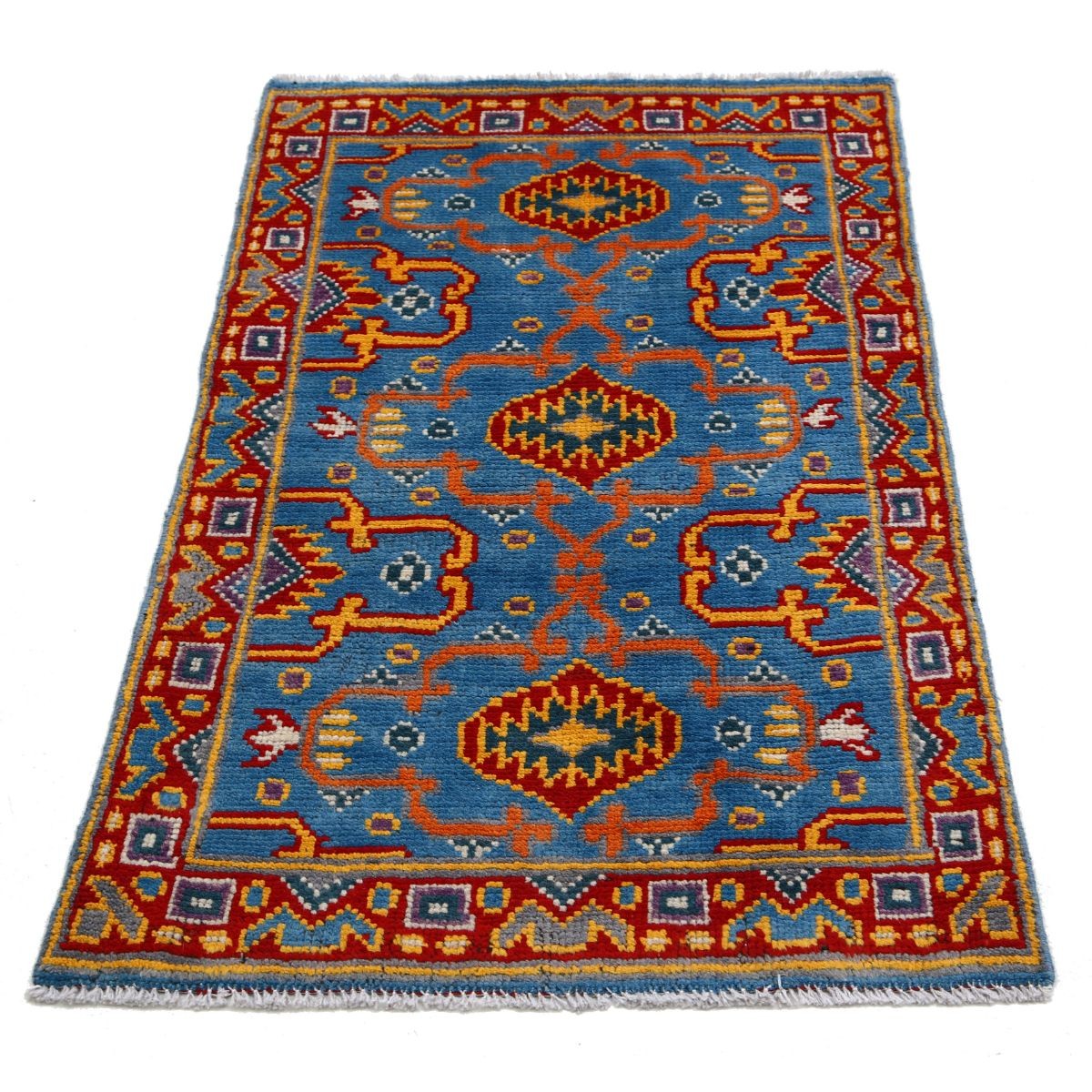 Revival 2x4 Handmade Double Knotted Washable Wool Rug - Colorful