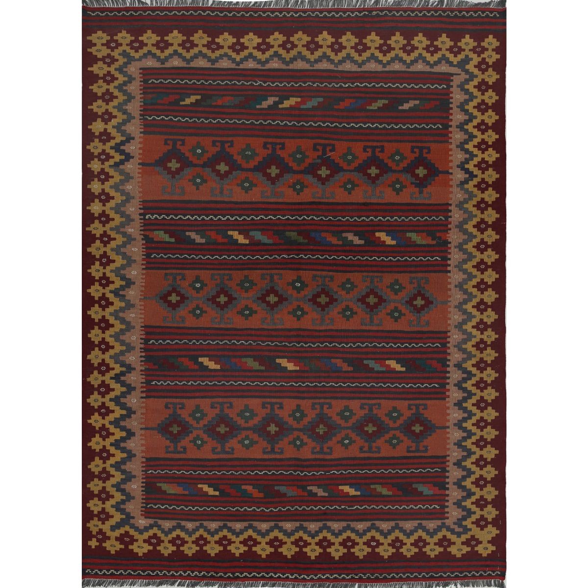 Sumak 5x6 Hand Woven Washable Wool Rug - Colorful