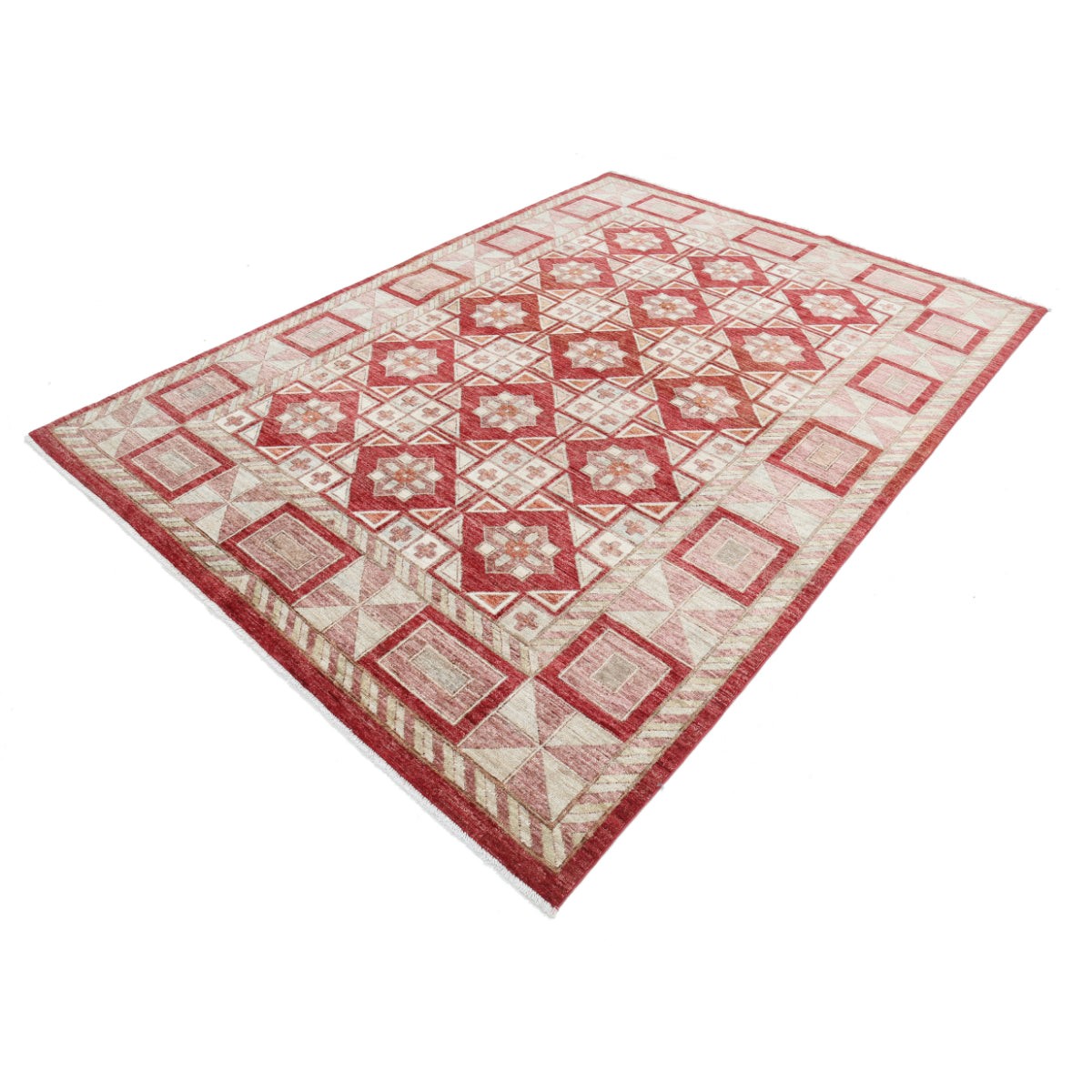 Modcar 7x9 Handmade Double Knotted Washable Wool Rug - Colorful