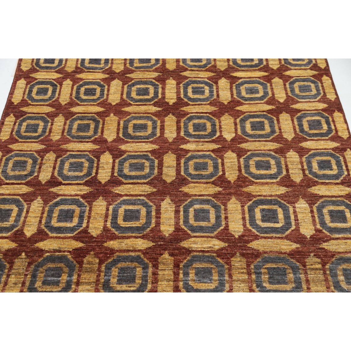 Modcar 4x5 Handmade Double Knotted Washable Wool Rug - Colorful