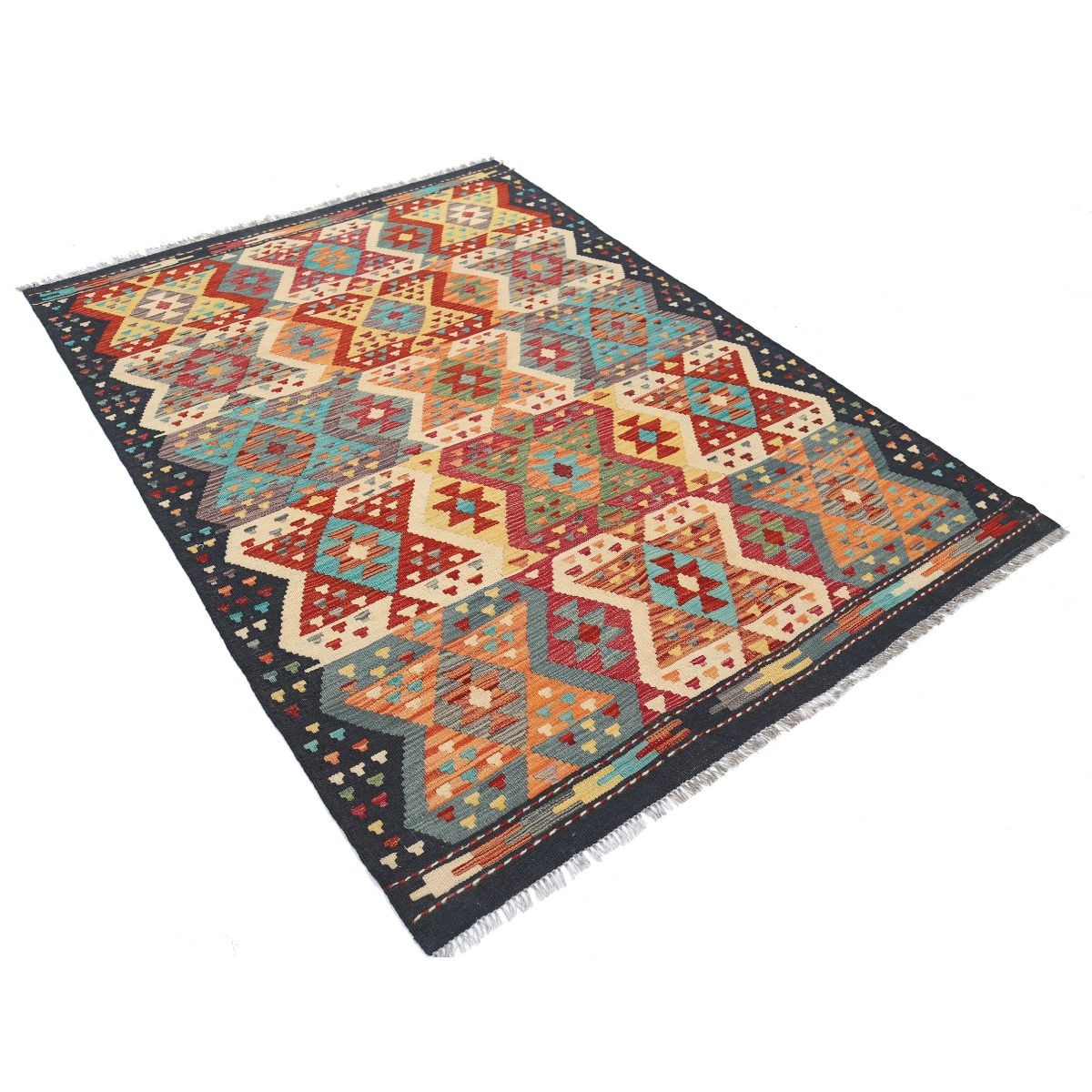 Maimana 5x7 Hand Woven Washable Wool Rug - Colorful