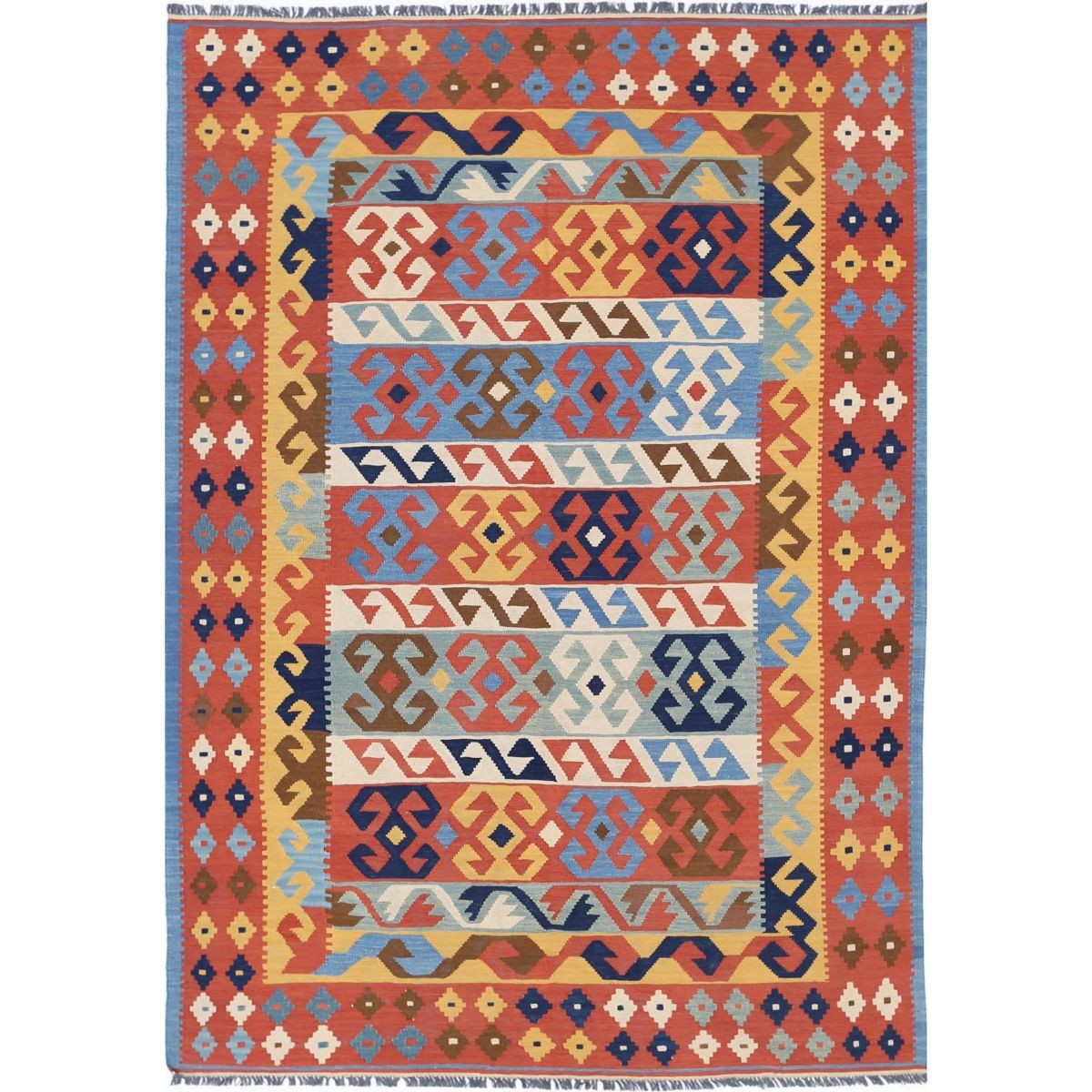 Kafkaas 6x8 Hand Woven Washable Wool Rug - Colorful