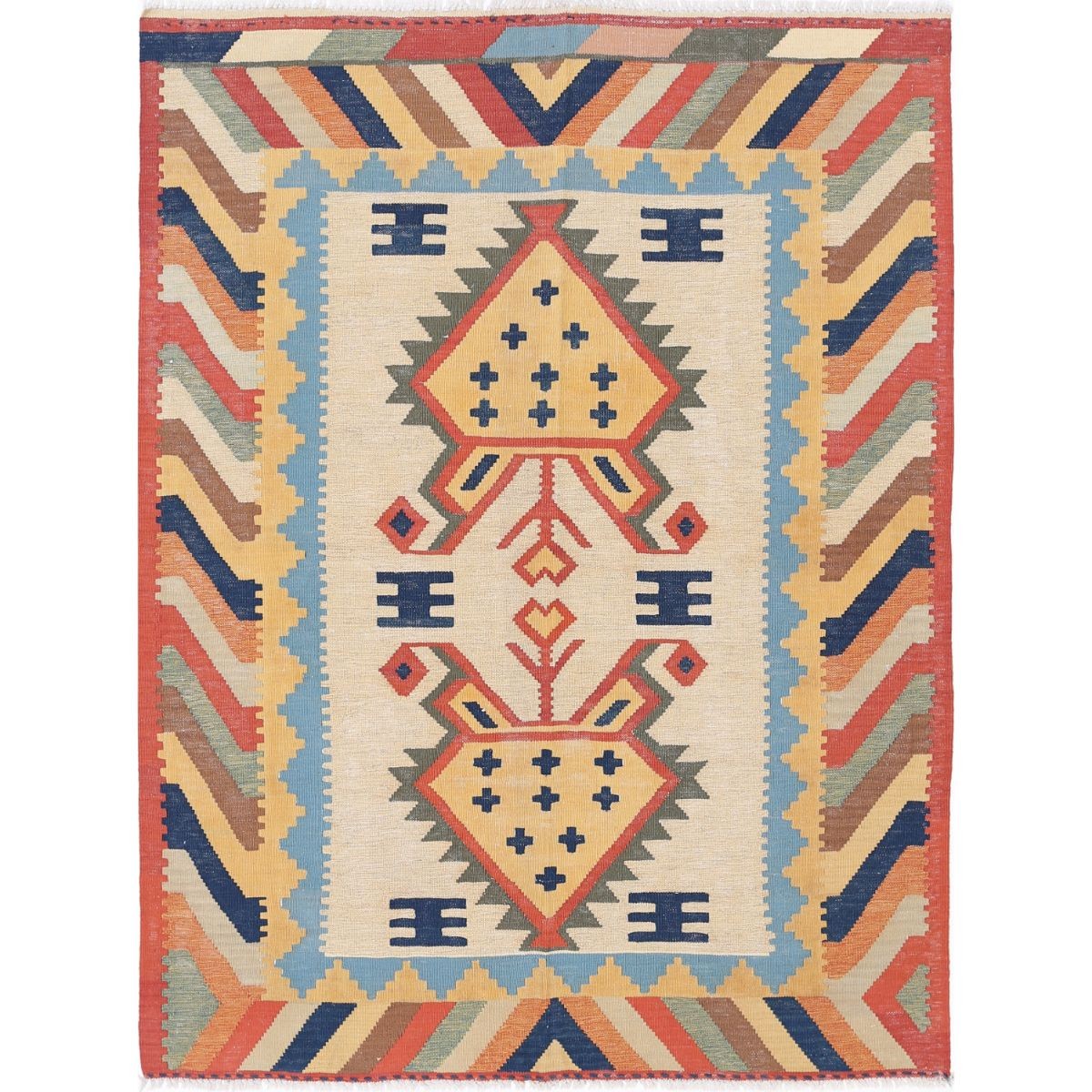 Kafkaas 5x7 Hand Woven Washable Wool Rug - Colorful
