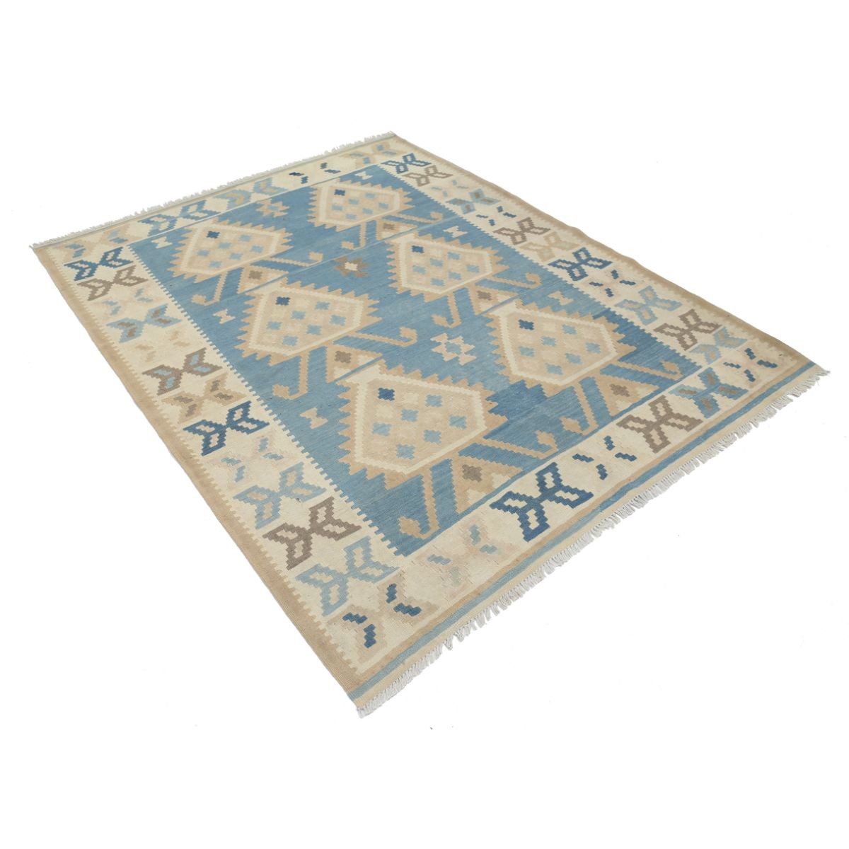 Kafkaas 5x7 Hand Woven Washable Wool Rug - Soft Hues