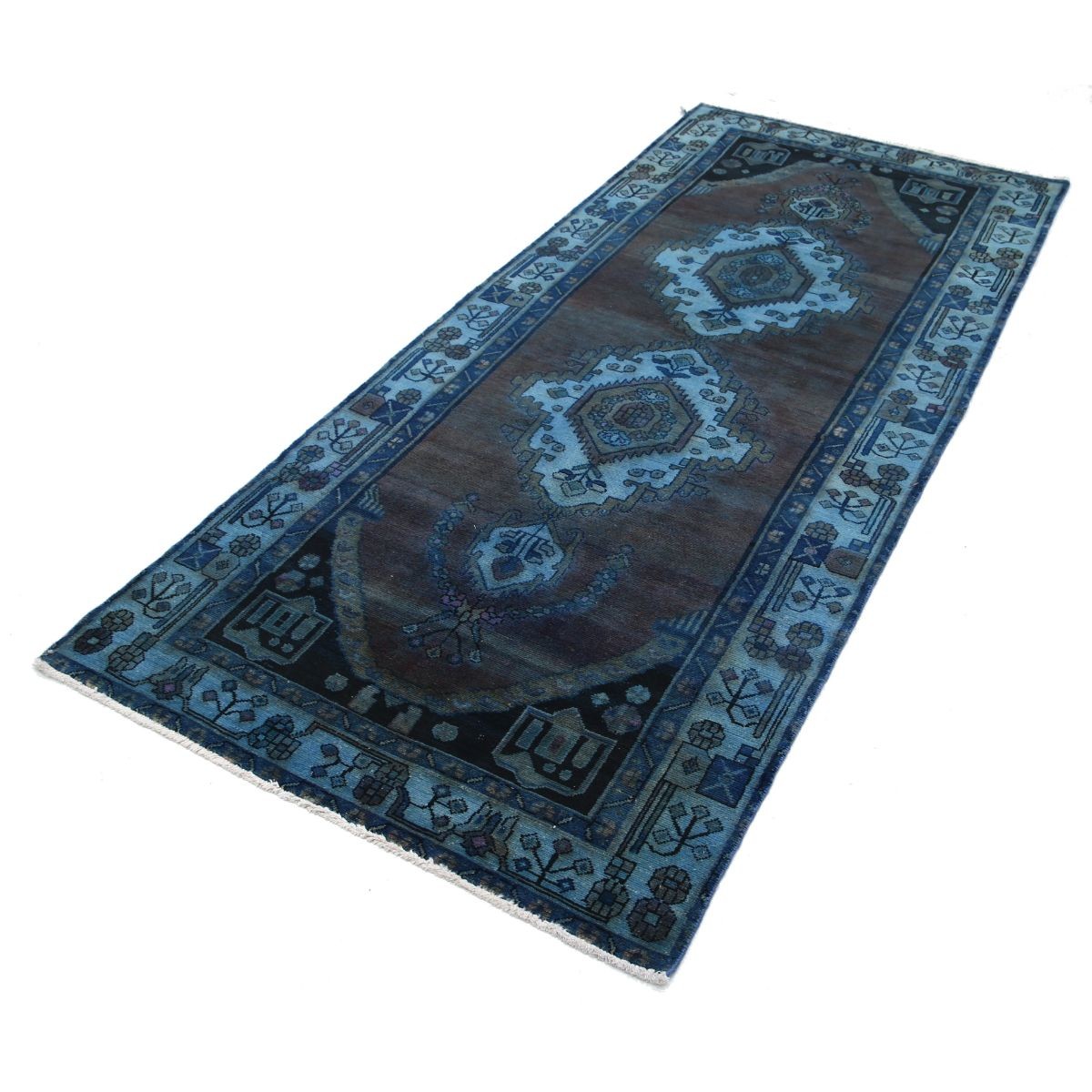 Overdye 4x8 Handmade Double Knotted Washable Wool Runner - Monochormatic