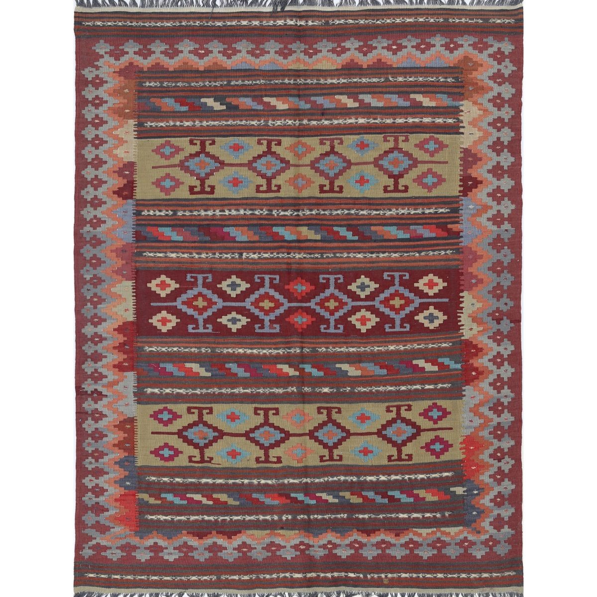 Kafkaas 5x6 Hand Woven Washable Wool Rug - Colorful