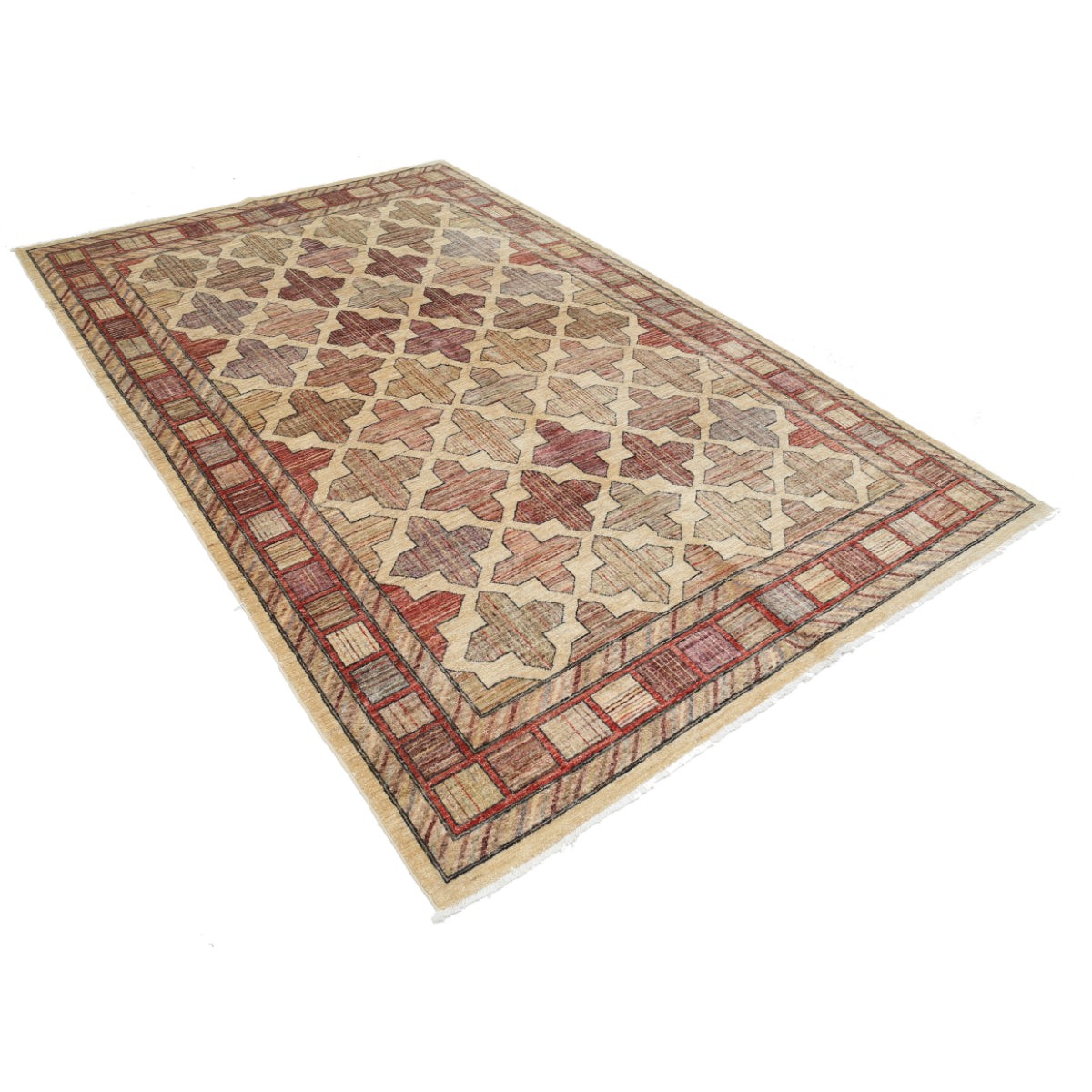 Modcar 6x9 Handmade Double Knotted Washable Wool Rug - Colorful