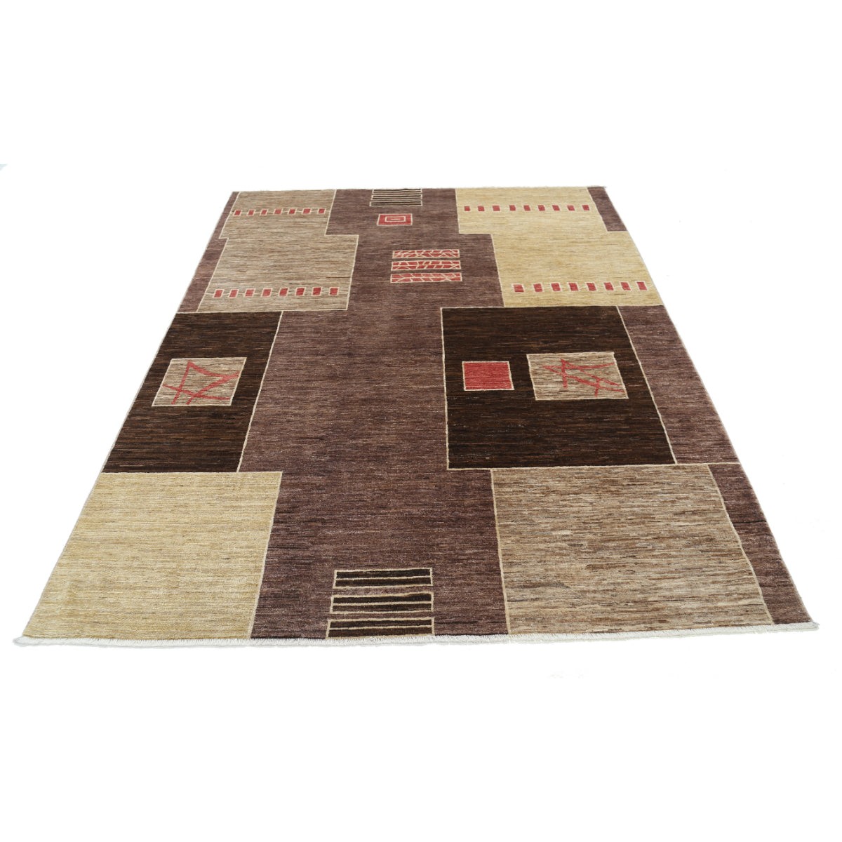 Modcar 6x8 Handmade Double Knotted Washable Wool Rug - Colorful
