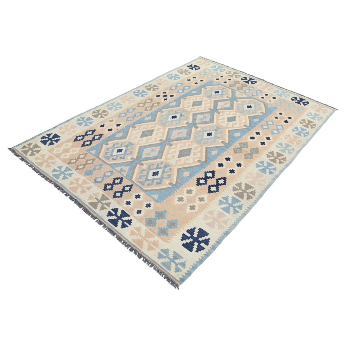 Kafkaas 5x7 Hand Woven Washable Wool Rug - Soft Hues
