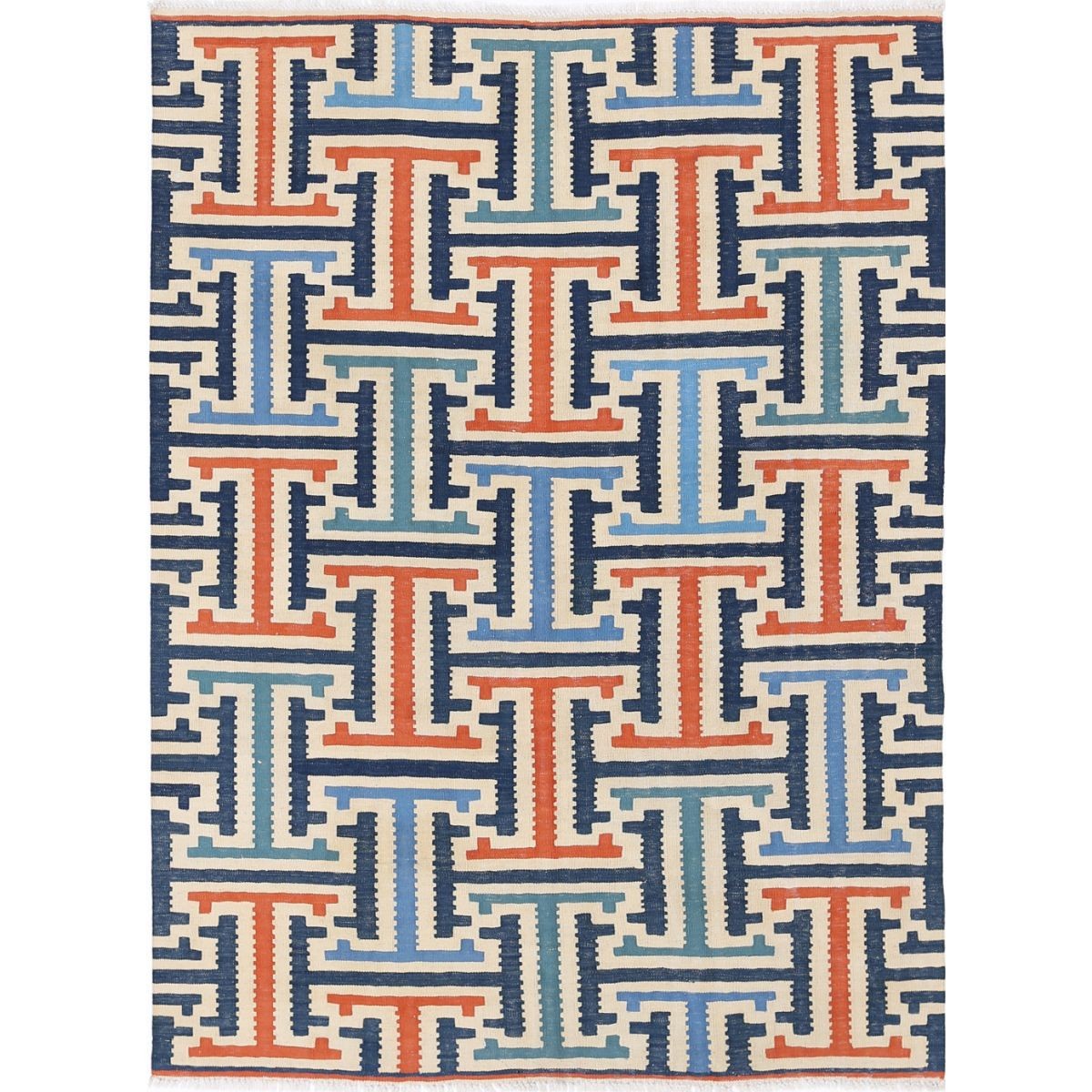 Kafkaas 5x7 Hand Woven Washable Wool Rug - Colorful