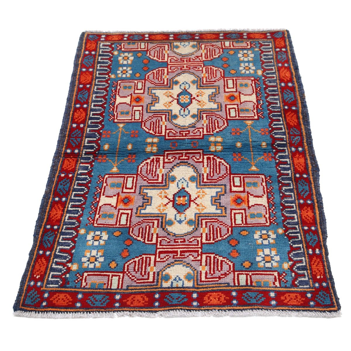 Revival 3x4 Handmade Double Knotted Washable Wool Rug - Colorful