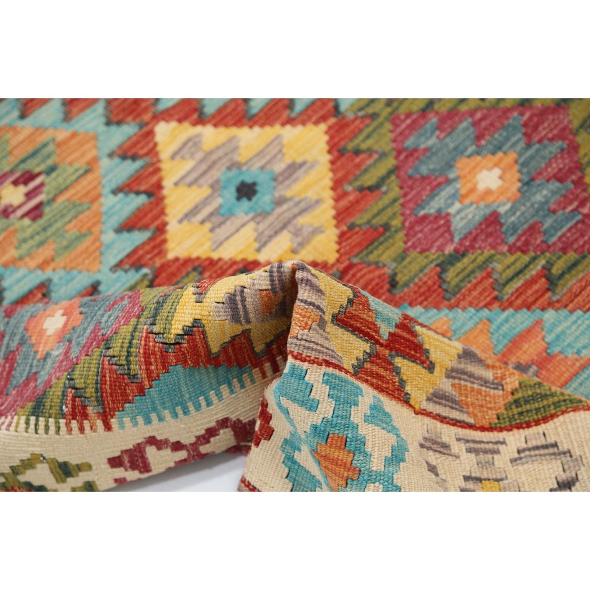 Maimana 5x8 Hand Woven Washable Wool Rug - Colorful