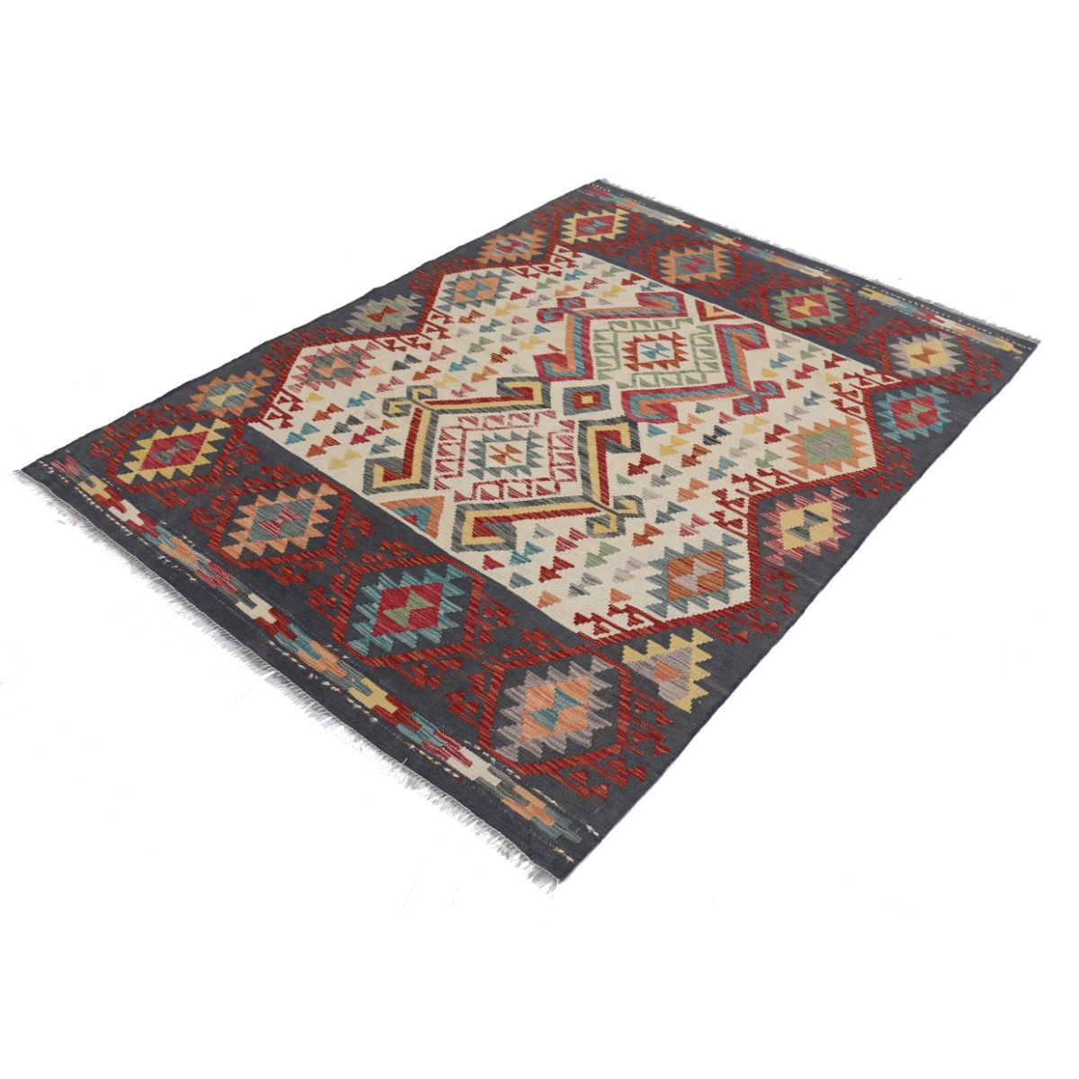 Maimana 5x7 Hand Woven Washable Wool Rug - Colorful