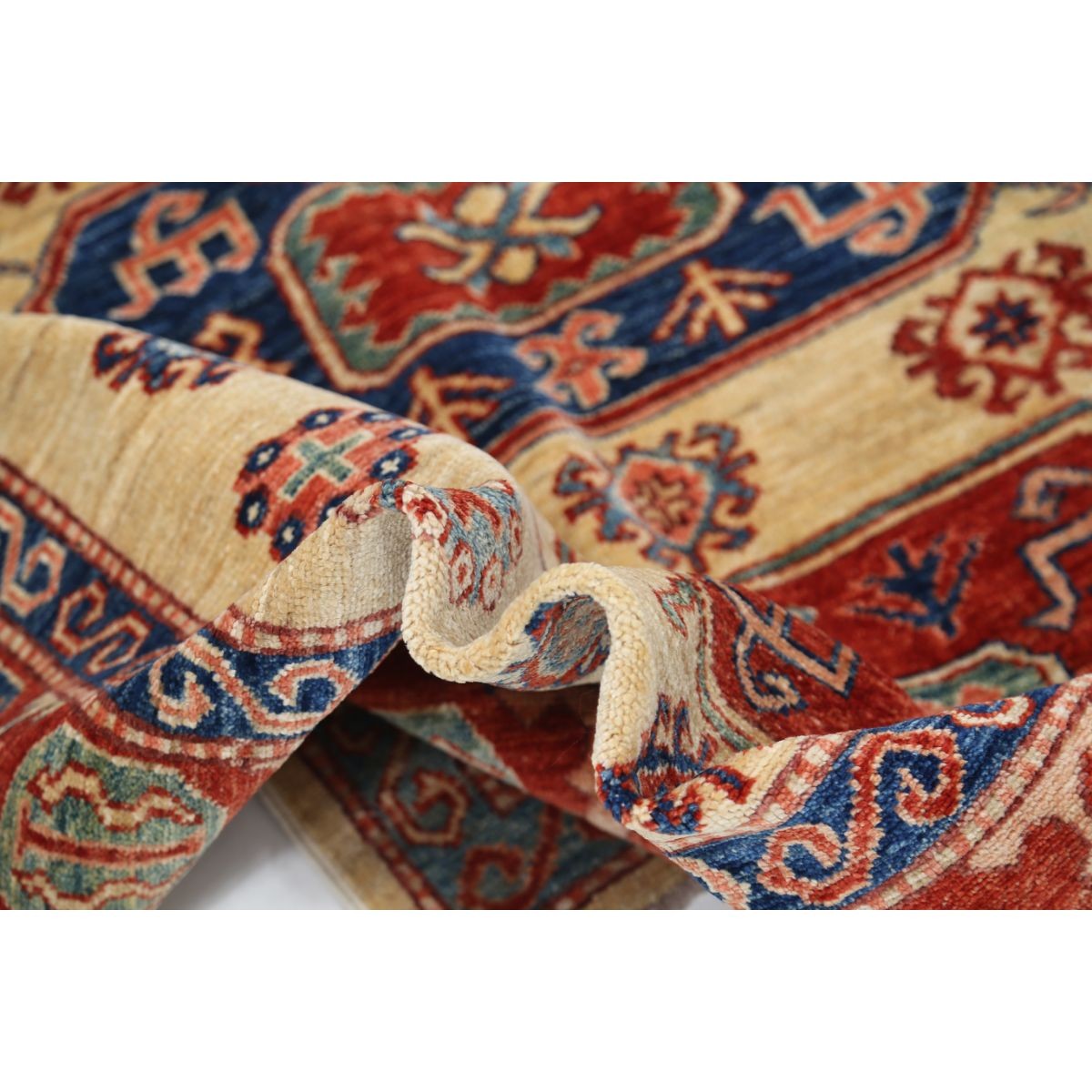 Kazak 5x6 Handmade Double Knotted Washable Wool Rug - Colorful