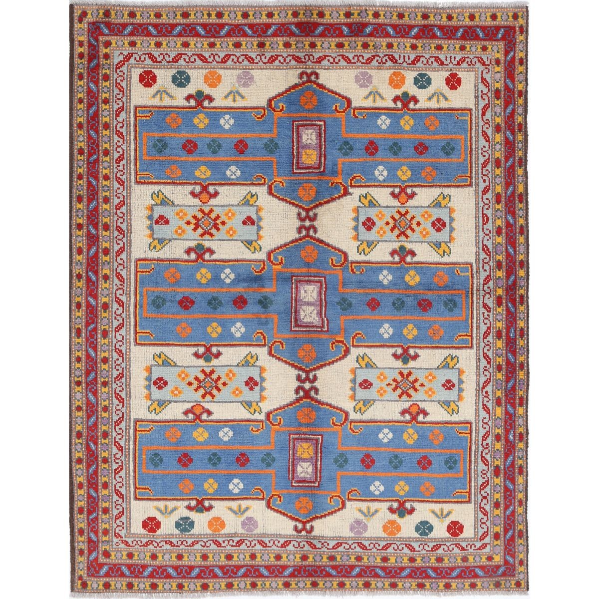 Revival 5x7 Handmade Double Knotted Washable Wool Rug - Colorful