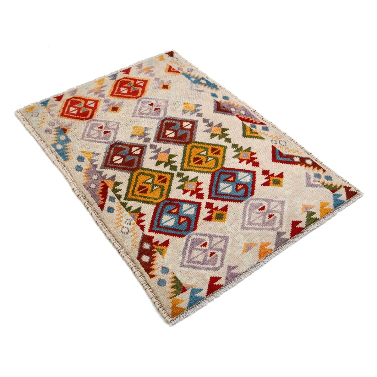 Revival 3x4 Handmade Double Knotted Washable Wool Rug - Colorful