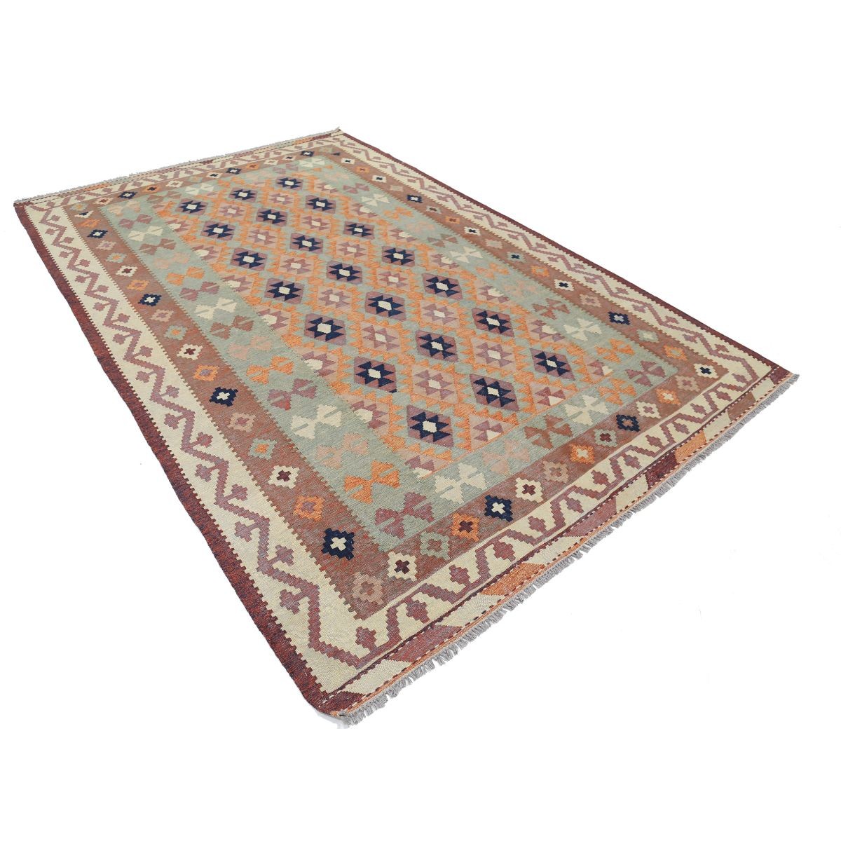 Kafkaas 7x10 Hand Woven Washable Wool Rug - Colorful