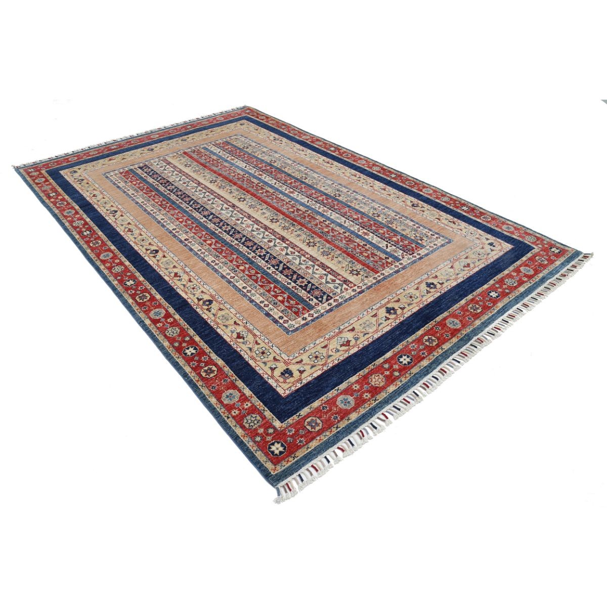 Shaal 7x10 Handmade Double Knotted Washable Wool Rug - Colorful