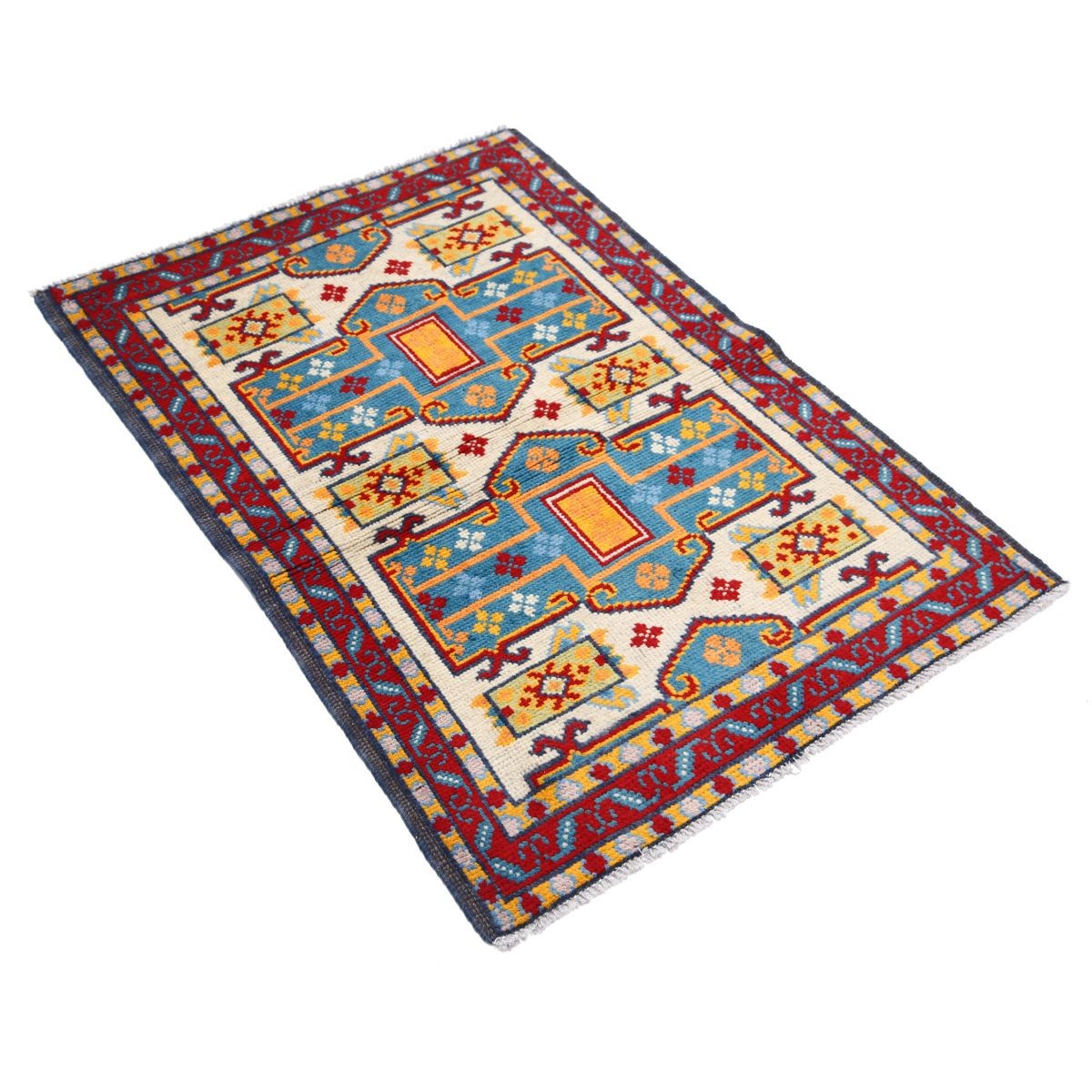 Revival 3x4 Handmade Double Knotted Washable Wool Rug - Colorful