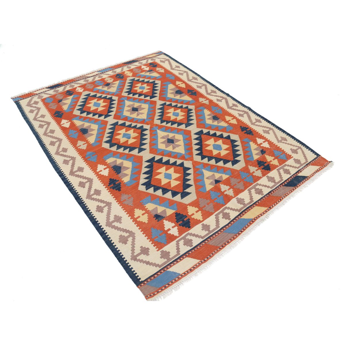 Kafkaas 5x7 Hand Woven Washable Wool Rug - Colorful