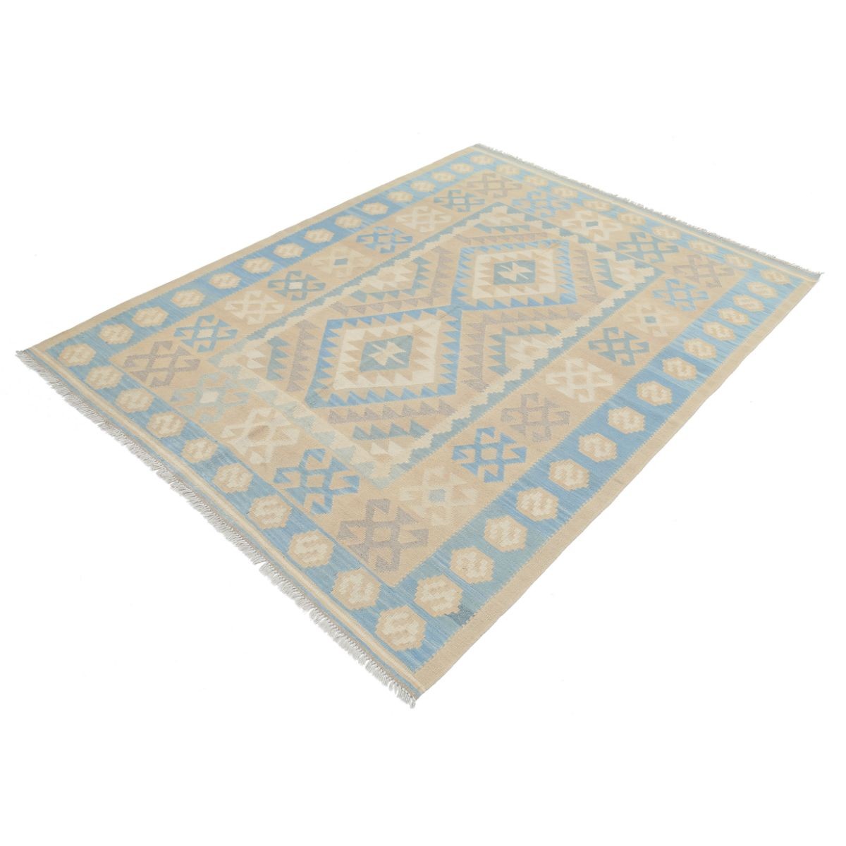 Kafkaas 5x7 Hand Woven Washable Wool Rug - Soft Hues