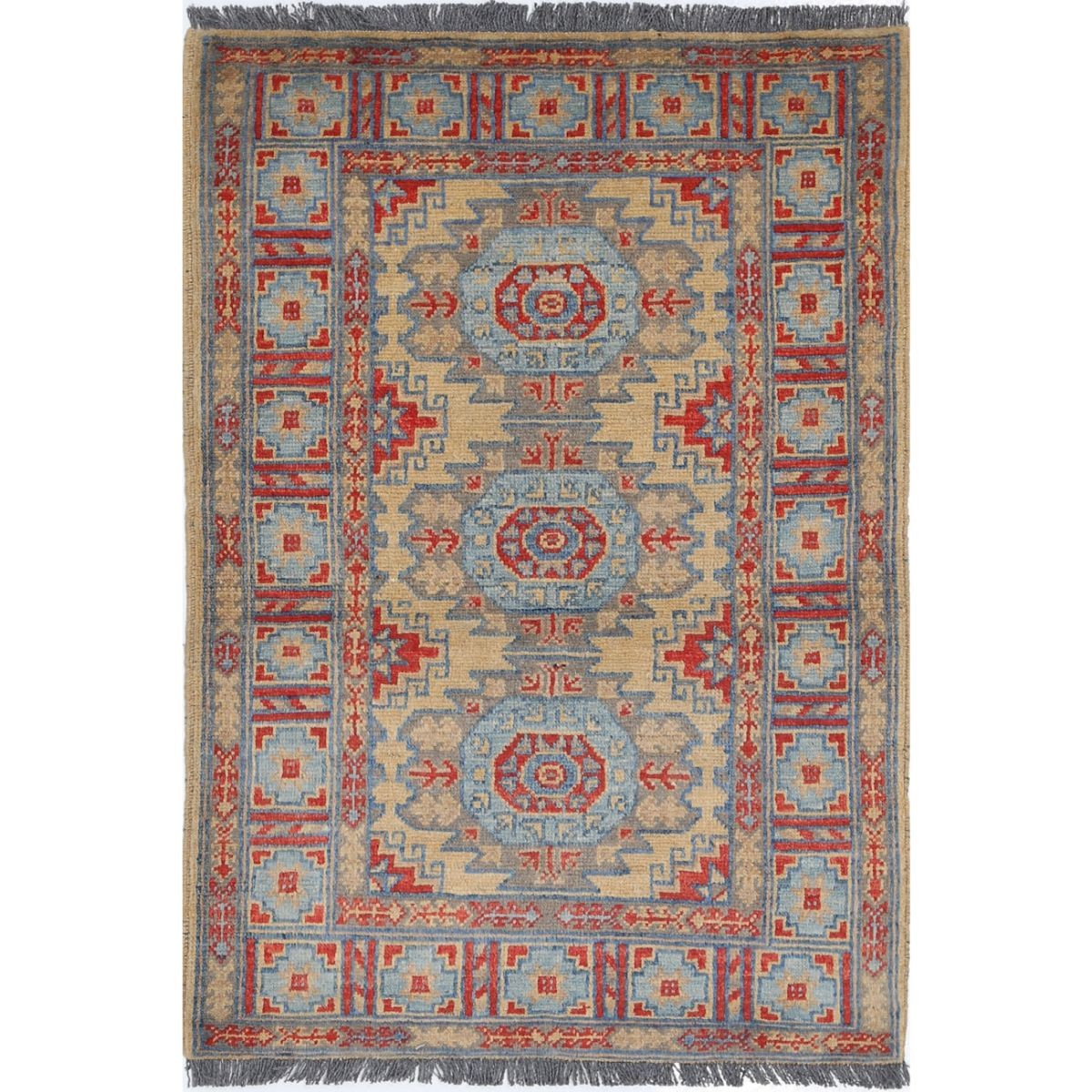 Revival 3x4 Handmade Double Knotted Washable Wool Rug - Colorful