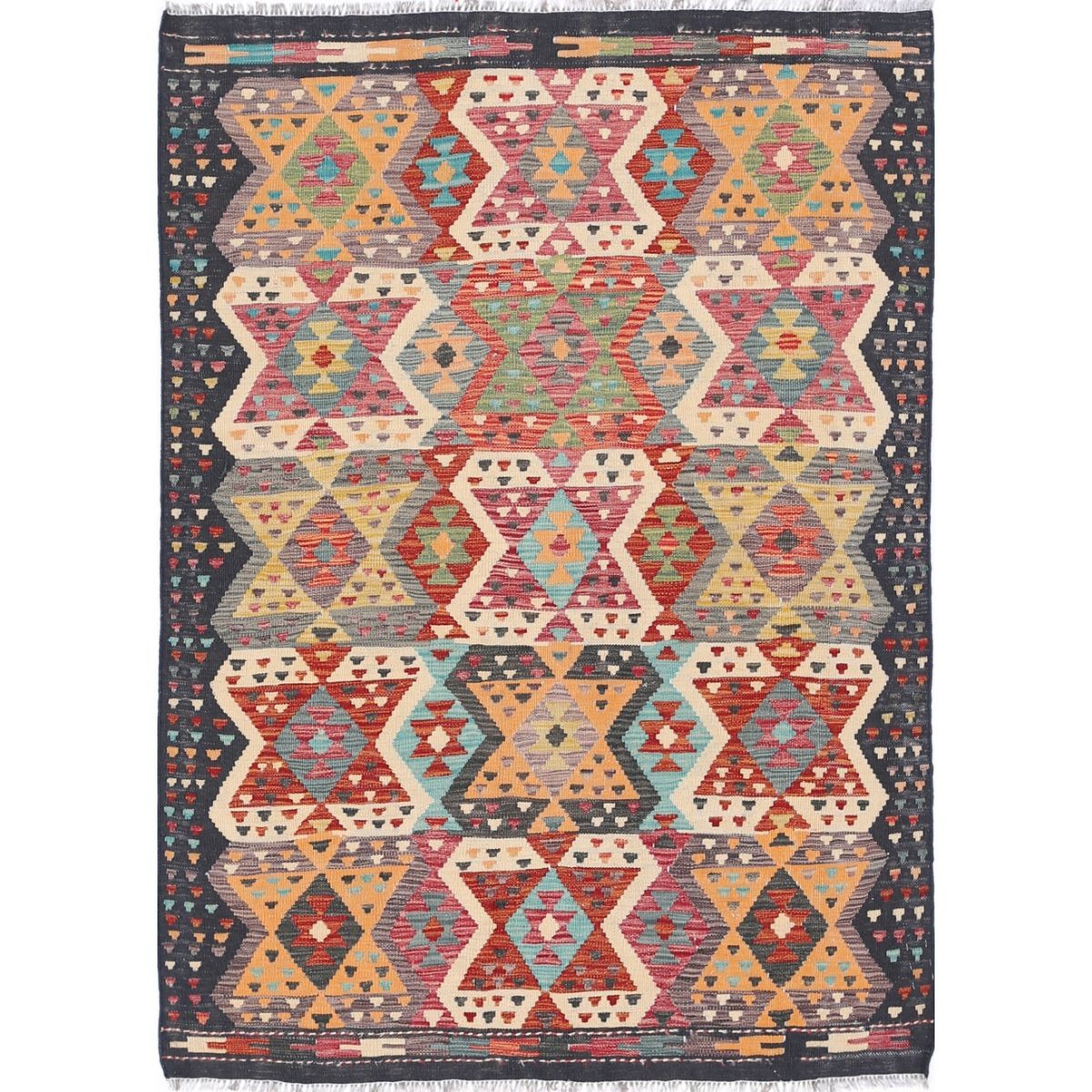 Maimana 5x7 Hand Woven Washable Wool Rug - Colorful