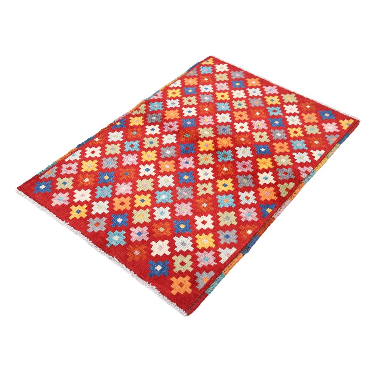 Revival 3x4 Handmade Double Knotted Washable Wool Rug - Colorful