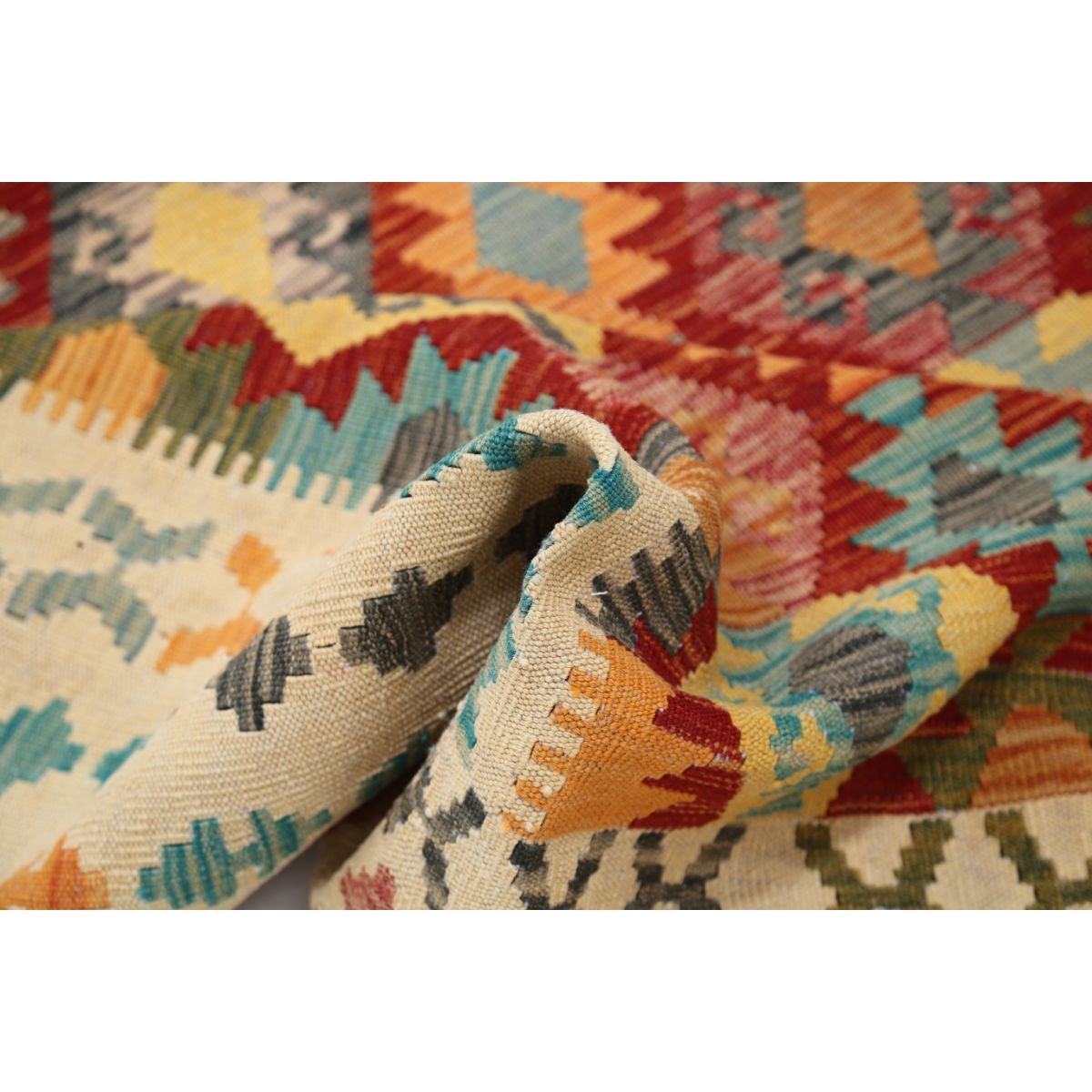 Maimana 10x17 Hand Woven Washable Wool Rug - Colorful