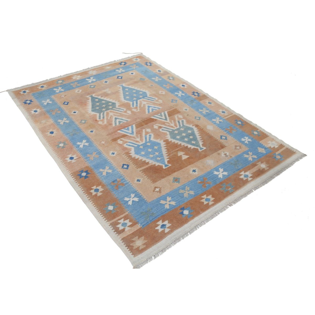 Kafkaas 5x7 Hand Woven Washable Wool Rug - Soft Hues