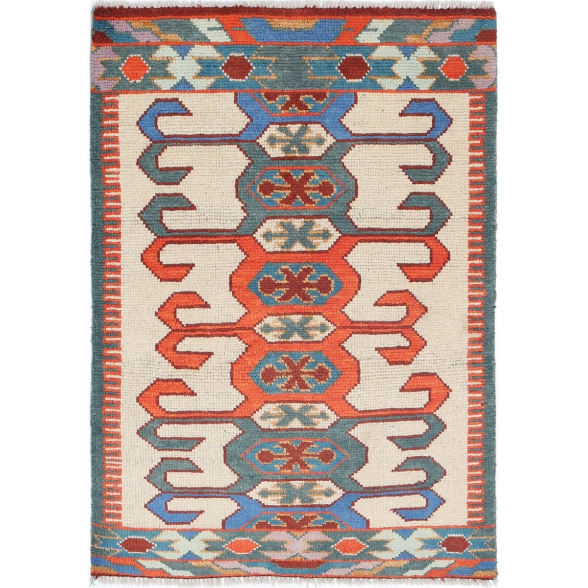 Revival 3x4 Handmade Double Knotted Washable Wool Rug - Colorful